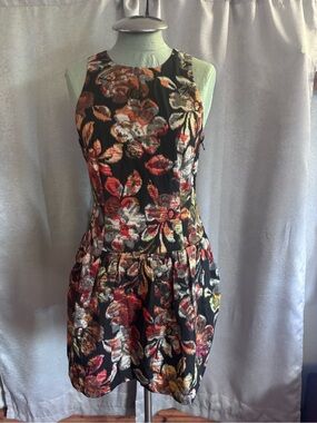 leifsdottir Black Multicolor Floral Jacquard Mini Dress